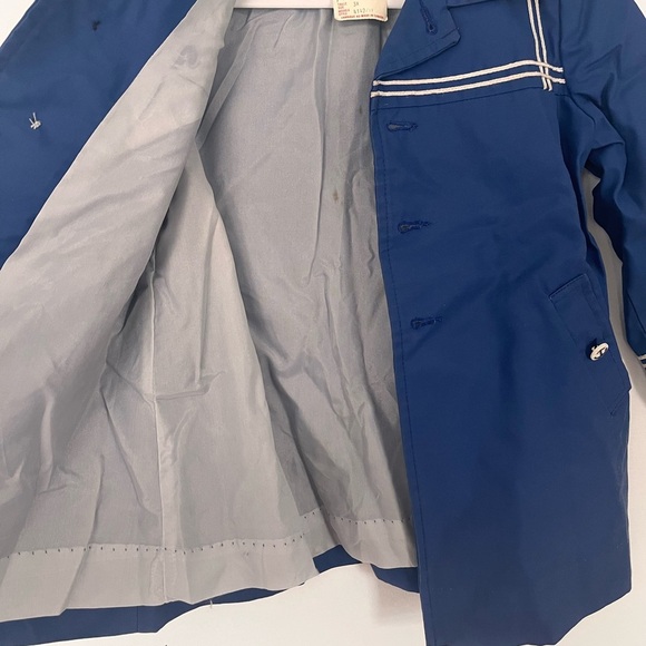 80’s Vintage baby Blue sailor style Coat with White Trim - Picture 11 of 13